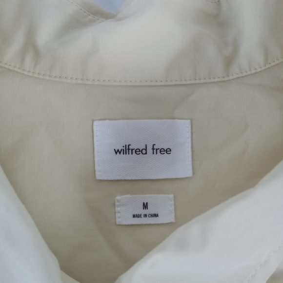 Aritzia Wilfred Free Relaxed Poplin Shirt Womens Size Medium Button Up Collared - Picture 3 of 11